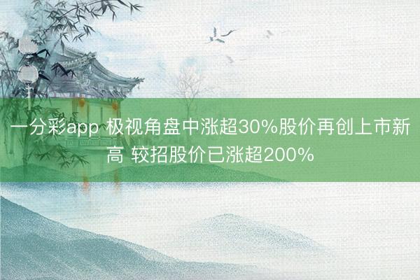 一分彩app 极视角盘中涨超30%股价再创上市新高 较招股价已涨超200%